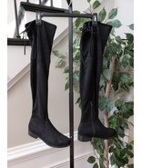 Womens Thigh-High Anora Boot Size 8 Black Suede Block Heel Almond Toe Co... - €33,98 EUR