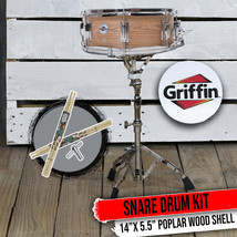 GRIFFIN Snare Drum Kit with Snare Stand, 2 Pairs of Maple Drum Sticks &amp; ... - $68.79