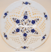 12&quot; Marble Plate Filigree Lapis Lazuli Marquetry Inlay...-
show original... - £310.82 GBP