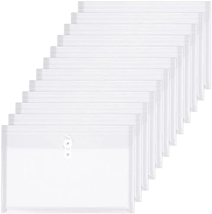 TIENO Plastic Envelopes with String Closure Clear Side Loading Folders Legal Siz - £16.90 GBP