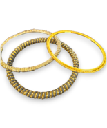 VTG Set of 3 Gold Tone Stacking Bangle Bracelets Mixed Textured Rope Coiled - $31.89 CAD