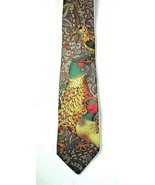 Lands End Mens 100% Silk Tie Brown Golden Green Red Paisley with Pheasan... - £26.74 GBP