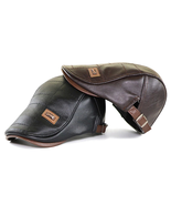 Top Level Leather Cap Men Beret Hat Ivy Cap Warm Autumn Winter Male Retro - $19.21 CAD