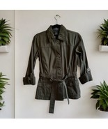 French Cuff Womens Size S Cotton Moss Sage Belted Roll Tab Sleeve Cargo ... - $36.28 CAD