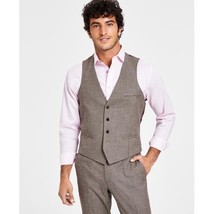 Bar III Men&#39;s Slim-Fit Check Suit Separate Vest Burgundy/Black Check-Medium - £23.97 GBP