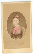 Antique Hand Tinted CDV Circa 1870&#39;S Beautiful Woman Pink Lochman Hamburg, PA - £12.60 GBP