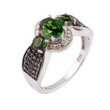 chrome diopside ring gemstone emerald green ring engagement ring fine ring   - £118.58 GBP