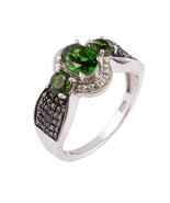 chrome diopside ring gemstone emerald green ring engagement ring fine ri... - £116.17 GBP