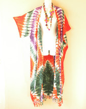 CD568 Floral Hand Painted Kimono Batik Plus Open Duster Maxi Cardigan up to 5X - £23.90 GBP