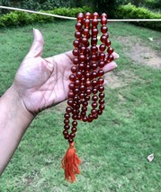 10 mm Rnd 108+1 perline 50&quot; Rosario Jaap onice rosso naturale, Japa Mala... - $44.43