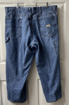 Vtg Wrangler Wide Leg Denim Painters Pants Mens 40 X 30 Medium Wash Patched - $21.68