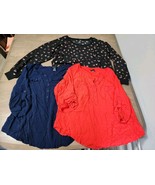 Torrid Womens Blouse Size 0 Large Floral-Black, Orange Blue Top 3/4 Long... - $29.00
