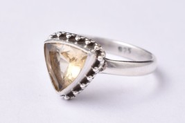 925 Sterling Silver Citrine Gemstone Rose Gold/Gold Plated Wedding Ring GRS-1165 - £31.71 GBP+