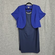 Maya Brooke Dress and Cropped Jacket 16W Womens 2 Tone Blue 2 Pc Busines... - $33.37