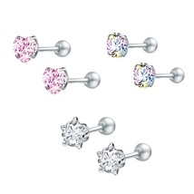 ZS Conch Helix Stud Earrings Set for Women Girls 3 Pairs Stainless Steel Earring - £10.39 GBP