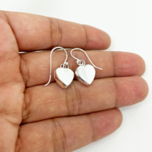 3D Puffy Heart Drop Earrings 925 Sterling Silver, Handmade Women Dangle Earrings - £27.97 GBP