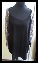 Torrid Floral Raglan Sleeve Top Women&#39;s Size 2X Black-Gray Sleeves With ... - €7,80 EUR