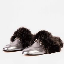 The Izmir Silver Leather Natural Fur Women Slipper image 2