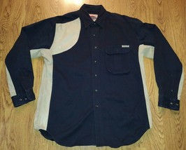 Wrangler PRO GEAR Button-up Long Sleeve Shooting Shirt Navy/Tan Men&#39;s Large - £23.42 GBP
