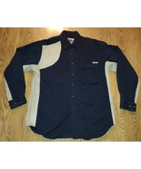 Wrangler PRO GEAR Button-up Long Sleeve Shooting Shirt Navy/Tan Men&#39;s Large - $40.83 CAD