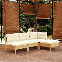  Garden Lounge Set Cream Solid pinewood, fabric (100% polyester) - €557,39 EUR
