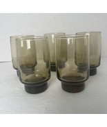 Libbey Smokey Tawny Brown Flat Base Glass Tumblers Set 4.5" EUC Set Of 5 - $24.78