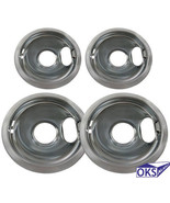 Chrome Range Burner Drip Bowl Set for Whirlpool 2 of W10196406 2 of W101... - €23,08 EUR