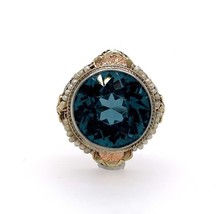 14k White Gold Art Deco Huge Lab-Created Spinel Filigree Ring Jewelry (#J5606) - £622.09 GBP