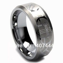 Free Shipping Hot Selling Unique 8MM Tungsten Wedding Band Ring Laser Etched Cro - £29.27 GBP