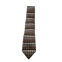 Mosaic Mens 100% Silk Tie Black Golds Browns Handmade 62&quot; Long - £6.41 GBP