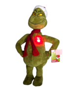 The Grinch Christmas Greeter with Light Up Heart Plush Santa Hat Holiday... - £32.81 GBP