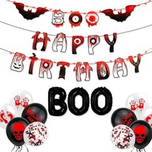 Halloween Boo Happy Birthday Decorations Horror Bloody Halloween Birthday Banner - £20.84 GBP