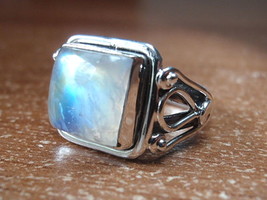 Elegant Moonstone Square Ring 925 Sterling Silver Solid and Heavy Sz 5 thru 9.5 - £17.57 GBP