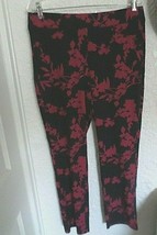 Chico&#39;s Travelers Blushing Blooms Crepe Knit Pants NWT Chico&#39;s 1 s/m - £29.58 GBP