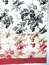 Fabric Red Rooster Grape Harvest Toile 4 Pc Sampler Swallow Grape Leaves $3.95 - £3.14 GBP
