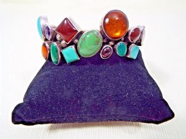 Signed R. Chee Vintage Sterling Silver Multi-Stone Native American Cuff ... - £1,434.38 GBP