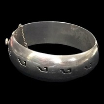 Vtg Modernist Taxco Sterling Silver Bangle Hinged Bracelet Made Mexico 49GRAMS - £107.88 GBP