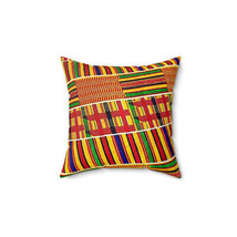 African Map Kente #1 Print Spun Polyester 14 by 14&quot; Square Pillow - £20.97 GBP