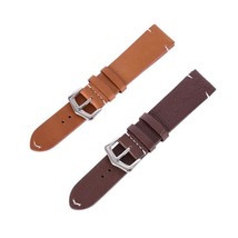 Leather Watch Strap Band Metal Buckle Coffee &amp; Tan 18 MM - £15.81 GBP