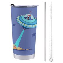 Mondxflaur Cartoon Funny Steel Thermal Mug Thermos with Straw for Coffee - £16.76 GBP