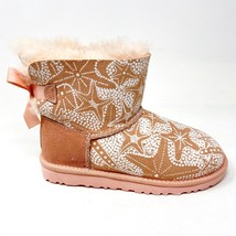 UGG Mini Bailey Bow Starfish Pink Kids Girls Sheepskin Shearling Boots 1006675 - £48.21 GBP