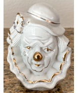 GOT 4” White CLOWN Head Bust FIGURINE Gold Accents Figurine Ceramic Porc... - $9.50