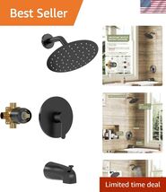 Tub Shower Faucet Set, 8 Inch Matte Black Shower Head and Handle Set, Hi... - $110.22