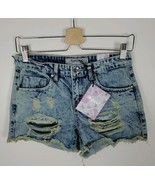 NWT Hybrid Shorts Juniors Size 1 Distressed Ripped Torn Holes Short Acid... - $6.89