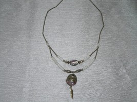 Estate Southwest Magnetic Silver Smooth Barrel with White Heishi Beads Abalone &amp; - £8.30 GBP