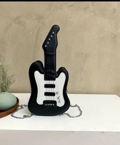 Black Guitar Shaped Cross Body Bag - $25.00