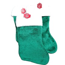 Holiday Time Set of 3 Plush Green and White 16 inch Christmas Holiday St... - $8.56