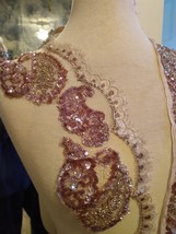 Lg Lot French Chantilly Lace Sequined Beaded Lt Rose Paisley 6pcs + Cutouts Trim - £89.94 GBP