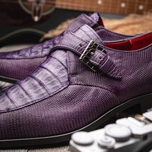 Men's Shoes genuine crocodile and lizard dress monk strap Toluca Purple image 8