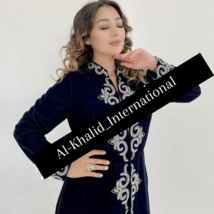 Wedding Kaftan Velvet Navy Blue Moroccan  Caftan Gown Islamic Dubai Roya... - $108.00